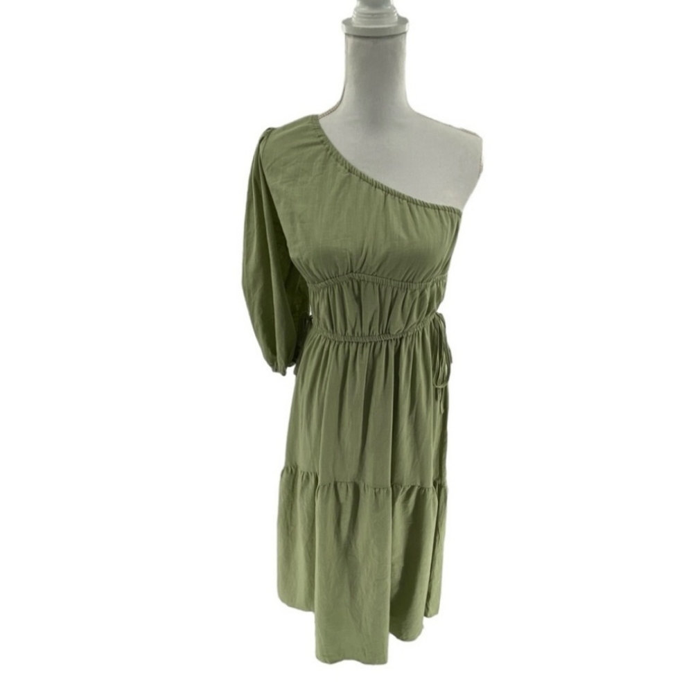 SOLD Petal & Pup | NEW Annabelle One Shoulder Maxi Dress in Sage Size M - Picture 3 of 7